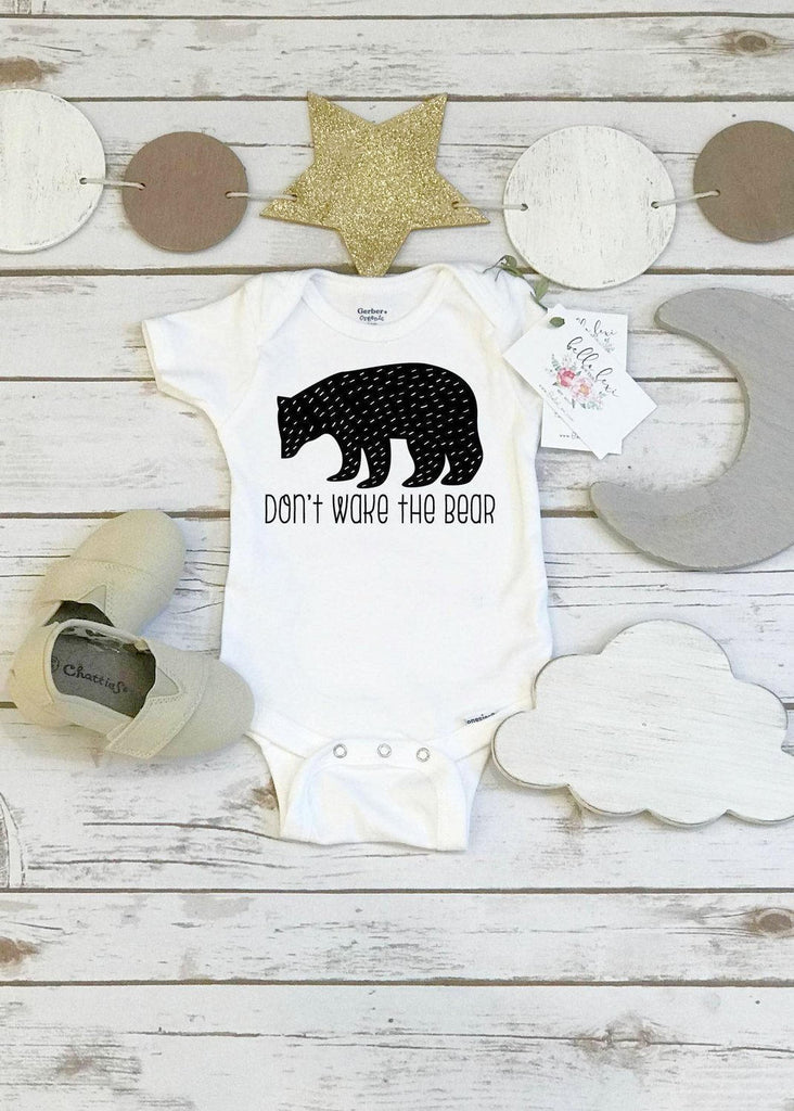 Baby Bear Onesie®, DON'T WAKE The BEAR, Baby Shower Gift, Minimalist Apparel, Baby Girl Gift, Organic Baby, Baby Boy Gift, Nephew Gift Ideas