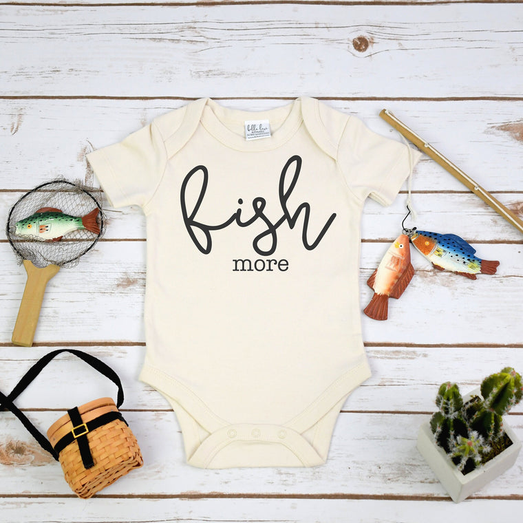 Organic Baby Gift, Fish MORE, Organic Baby Clothes, Baby Shower Gift, Fishing Baby Shirt, Organic Baby, Organic Bodysuit, Fishing with Daddy