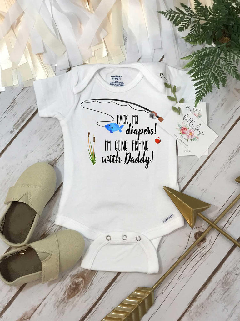 Fishing Onesie®, Pack My Diapers I'm going Fishing With Daddy, Baby Shower Gift, Fishing Baby shirt, Fishing Buddy, Fishing Daddy shirt,Gift
