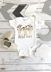 Baby Shower Gift, Herd That, Country Baby, Farm shirt, Cowgirl shirt, Cow Onesie®, Farm Baby Gift, Cute Baby Clothes, Cow Theme, Farm baby