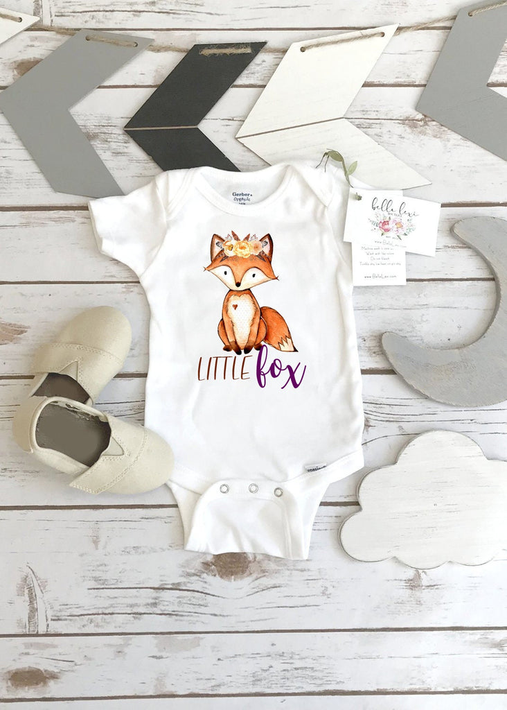 Baby Shower Gift, Little Fox, Baby Girl Gift, Fox shirt, Fox Theme, Fox Onesie®, Cute Baby Gift, Cute Baby Clothes, Woodland Theme,Baby Girl