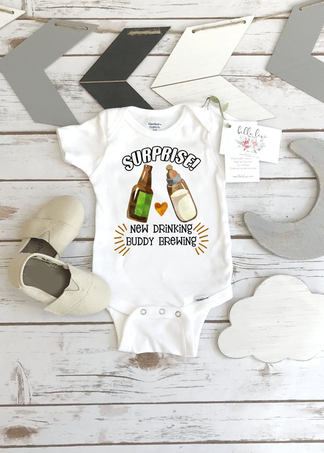 Daddy Baby Announcement, New Drinking Buddy Brewing, Beer Onesie®, Pregnancy Reveal, Uncle Baby Reveal, Pregnancy Announcement, Baby Brewing