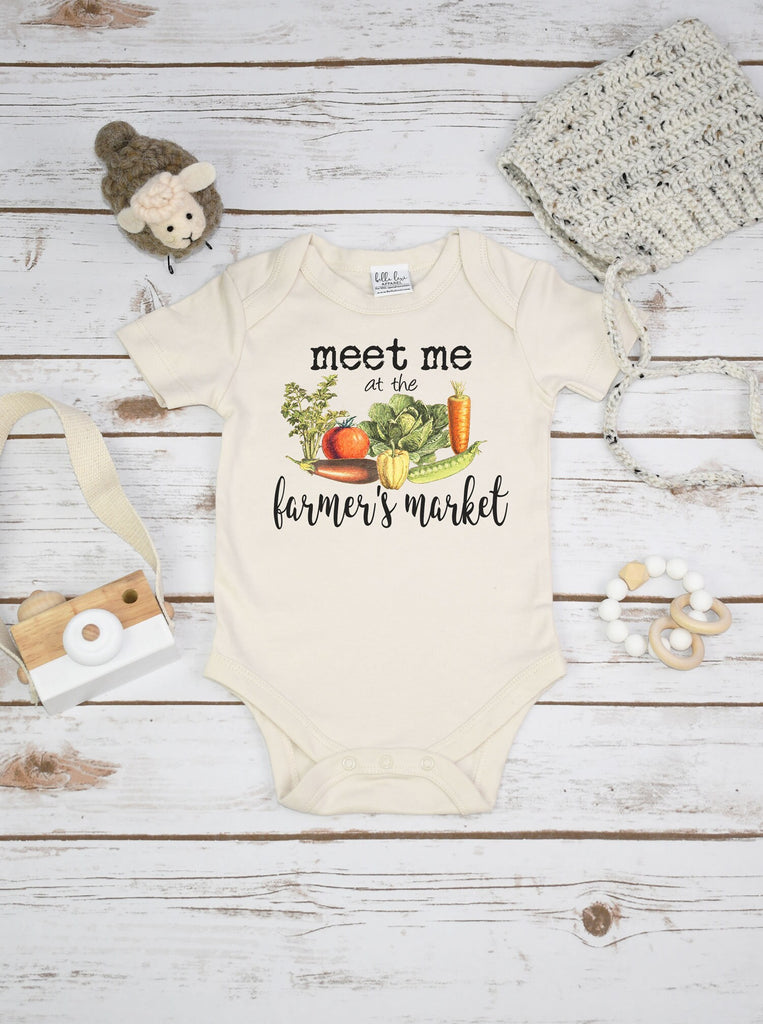Baby Shower Gift, Farmer's Market Baby, Organic Baby Gift, Meet me at the Farmer's Market, Rainbow Baby, Organic Baby, Organic Bodysuit,
