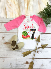 Watermelon Party, 7th Birthday, Watermelon Birthday, Seven Birthday, Girl Birthday, Birthday Shirt, Girl Birthday Gift,Sweet to be 7, Summer