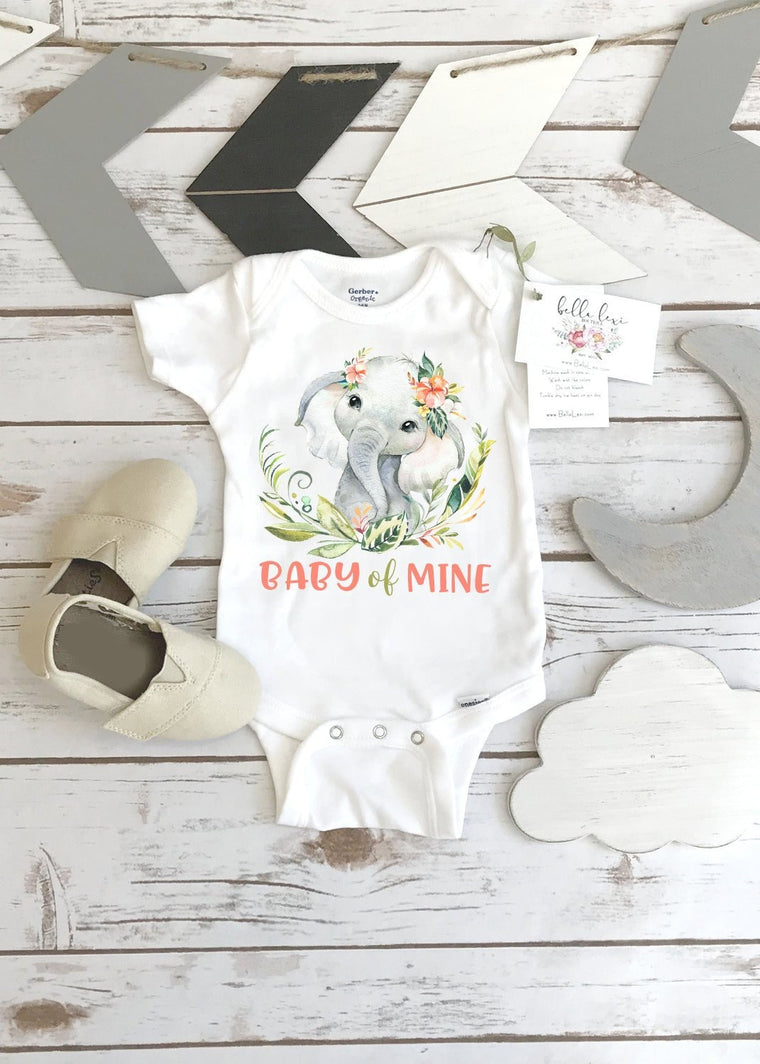 Baby Shower Gift, Elephant Theme, Baby Of Mine, Elephant shirt, Safari Theme, Elephant Onesie®, Baby Girl Gift,Cute Girl Clothes, Niece Gift