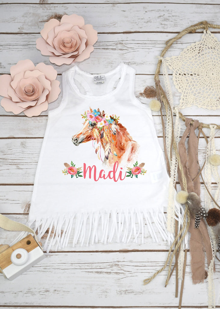 Horse Birthday, Personalized Baby Gift, Custom Baby Gift, Boho Horse Bodysuit, Niece Gift, Cute Girl Clothes, Cute Girl Gifts, Pony Party