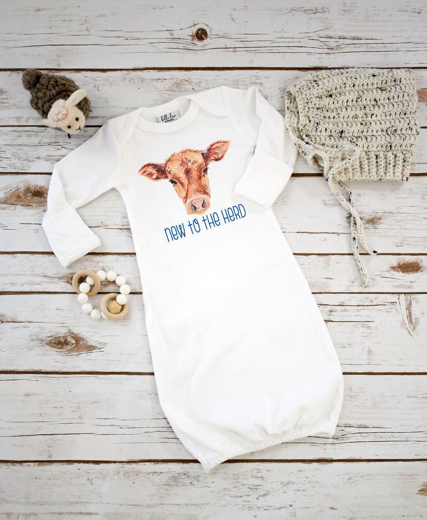 Baby Shower Gift, NEW TO the HERD, Country Baby, Farm shirt, Cowboy Baby, Baby Sleeper, Farm Baby Gift, Cute Baby Gift, Cow Theme, Farm baby