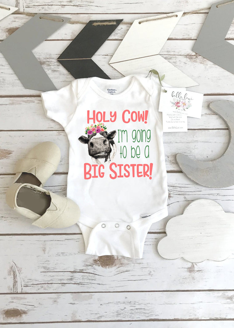 Big Sister Onesie®, Big Sister Reveal, Country Baby, Farm shirt, Cowgirl, Cow Onesie®, Farm Baby Gift, Big Sister Gift, Cow Theme, Farm baby