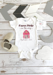 Farm Help on the Way, Pregnancy Announcement, Farm Baby, Pregnancy Reveal Onesie®, Farm shirt, Country Baby, Expecting Farm shirt, Baby Due