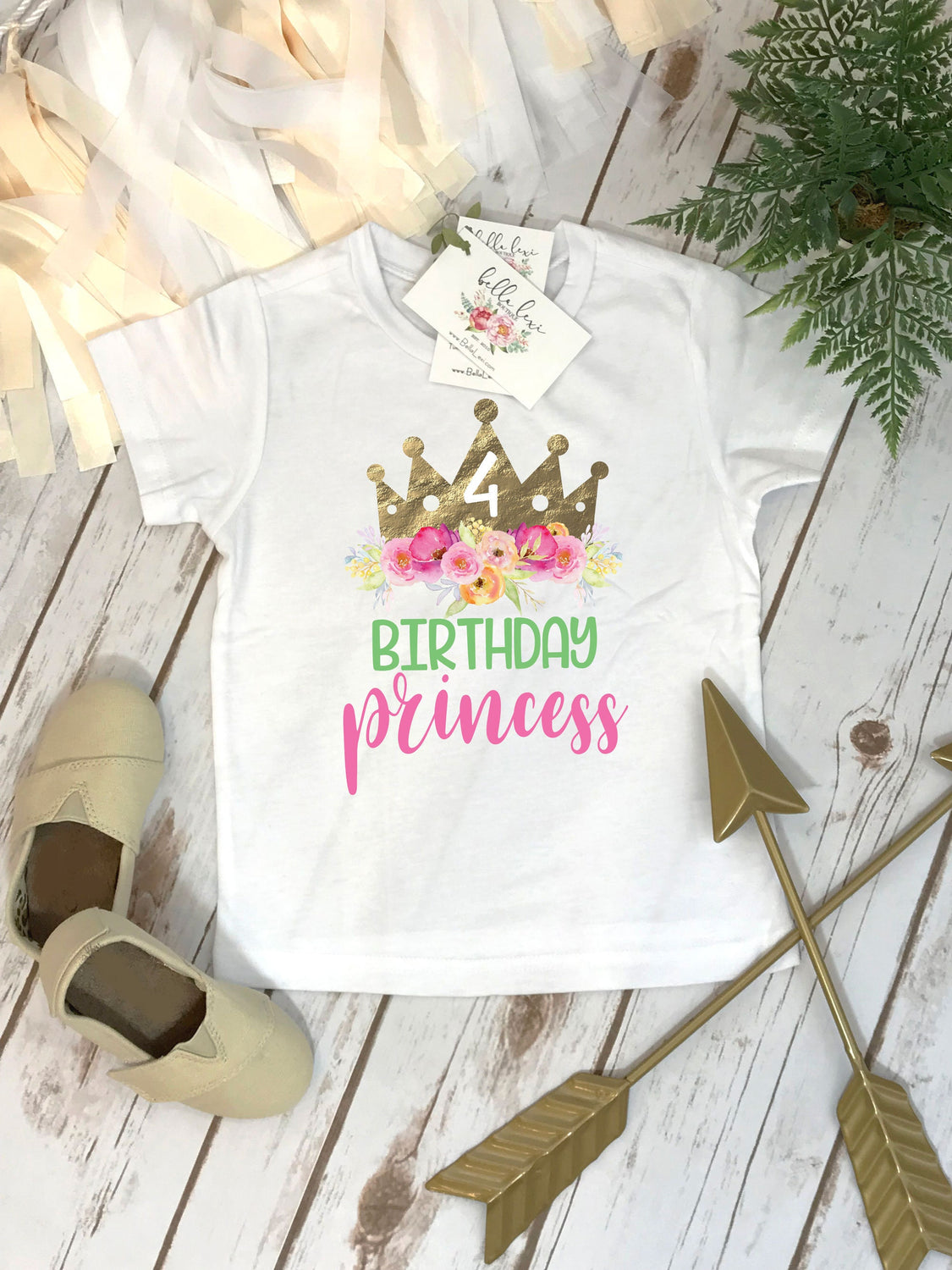 Princess Birthday Shirt, Birthday Princess, 4th Birthday, Princess Party, Four Ever Wild, Girl Birthday, Flower Birthday, Fourth Birthday