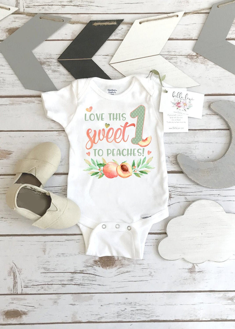 First Birthday Onesie®, Love this Sweet 1 to Peaches, Peach Birthday shirt, 1st Birthday, Sweet as a Peach, Peach Party, Peaches Birthday,