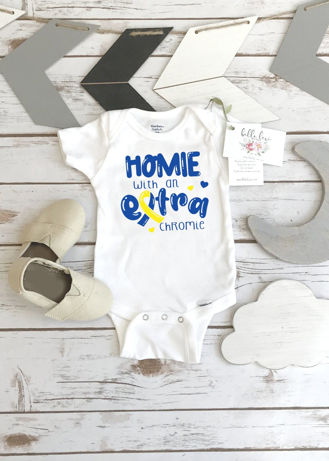 Homie with an Extra Chromie, Designer Genes Onesie®, Down Syndrome Awareness, Special Baby Shower Gift, 21st chromosome, Special baby gift