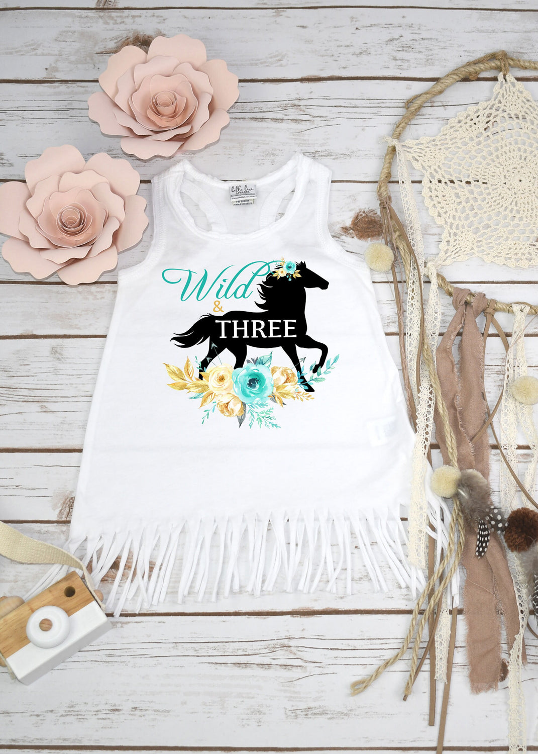 Horse Birthday, Wild and Three, Third Birthday, Horse Party, Niece Gift, Cute Girl Clothes, Cute Girl Gifts, Pony Party, 3rd Birthday, Horse