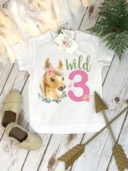 3rd Birthday Shirt, Horse Birthday Shirt, Wild and Three Birthday, Horse Party, Zoo Party, Animal Party, I am 3, Zoo Birthday, Wild and 3