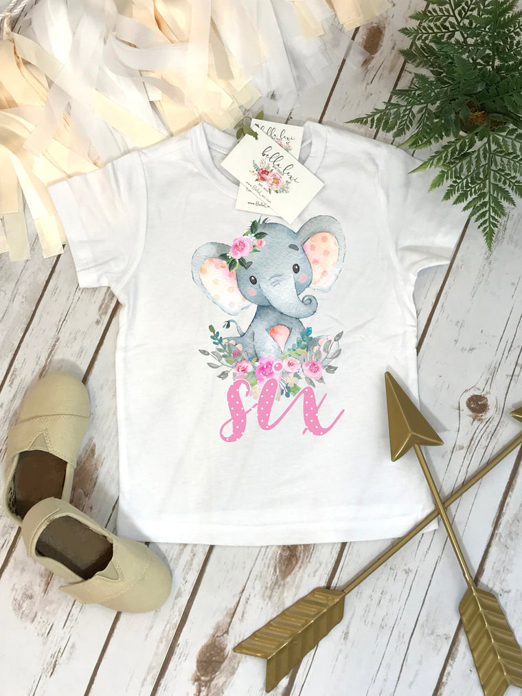 6th Birthday Shirt, Elephant Theme, Birthday Shirt, SixthBirthday, Girl Birthday, Girl Birthday Gift, Elephant Party, Boho Birthday, Boho