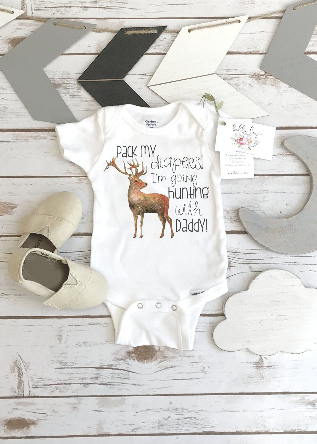 Hunting Onesie®, Pack My Diapers I'm going Hunting, Baby Shower Gift, Hunting Baby Gift, Pregnancy Reveal, Newborn Gift, Baby Boy Gift, Dad