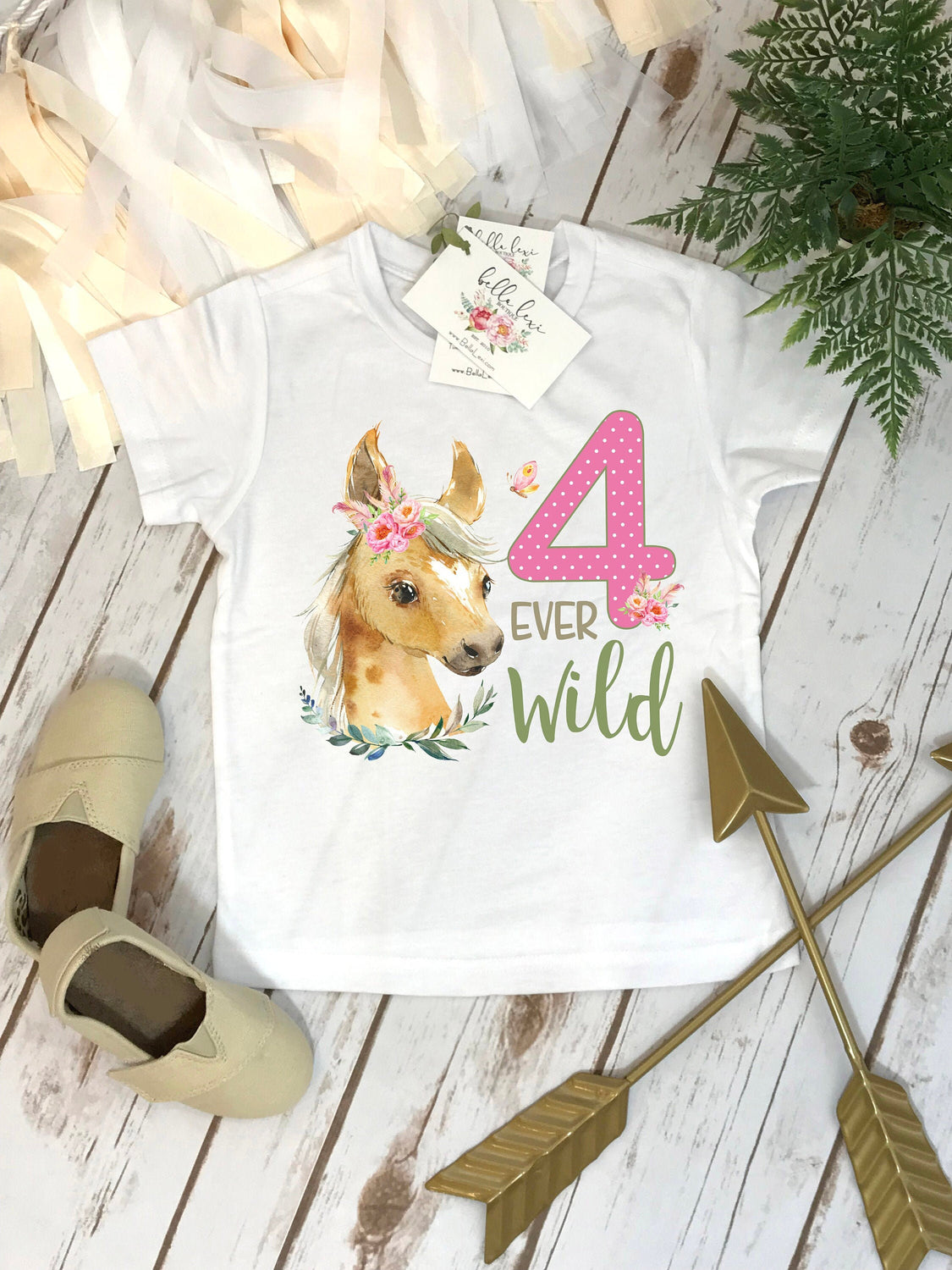 Fourth Birthday, Four Ever Wild, Horse Birthday, 4th Birthday, Pony Birthday, Horse Party, Girl Birthday Shirt, For Ever Wild, Stable Party
