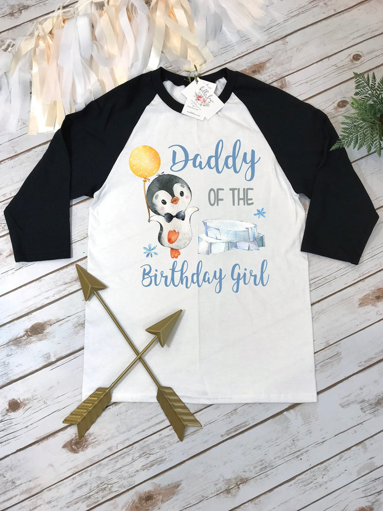 Penguin Party, Girl Birthday, Dad of the Birthday Girl, Penguin Theme, 1st Birthday, Penguin Shirt, Winter Theme, Winter Birthday, Dad Shirt