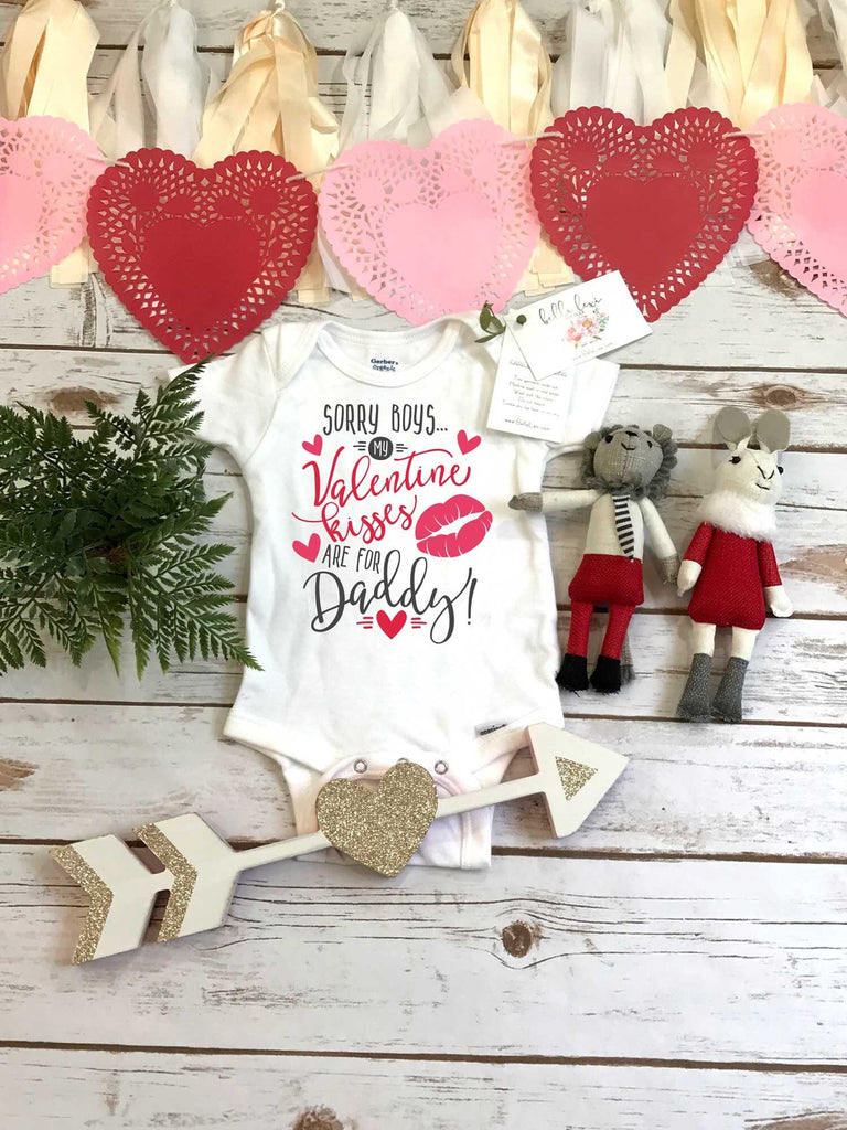 Valentine's Onesie®, Kisses for Daddy, First Valentines, Baby Valentine Shirt, Valentine Shirts, Baby Shower Gifts, Valentine Kisses Shirt
