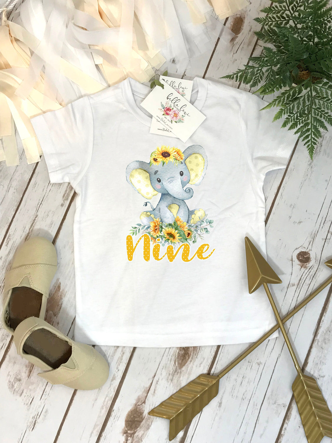 Ninth Birthday Shirt, Elephant Theme, Birthday Shirt, 9th Birthday, Girl Birthday, Girl Birthday Gift, Elephant Party, Boho Birthday,