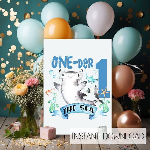 Under the Sea Party, Shark Birthday, 1st Birthday, O'Fishally One, Ocean Party, Fish Birthday, One-der the Sea Set, Digital Download